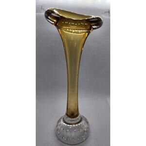 Vase-Aseda Sweden-Jack In The Pulpit-Vintage-Glass-Amber-Controlled Bubble Base